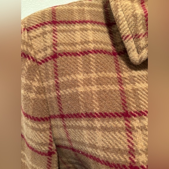 VTG J. Crew Plaid Clueless Preppy Wool Belted Trench Coat M Pockets Lined - Picture 7 of 12